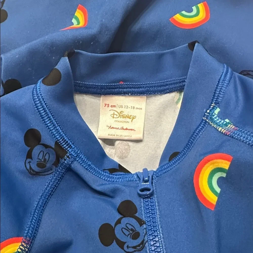 Hanna Andersson Mickey Mouse Disney Rainbow Rashguard 1pc Swimsuit Sz 75 12-18M